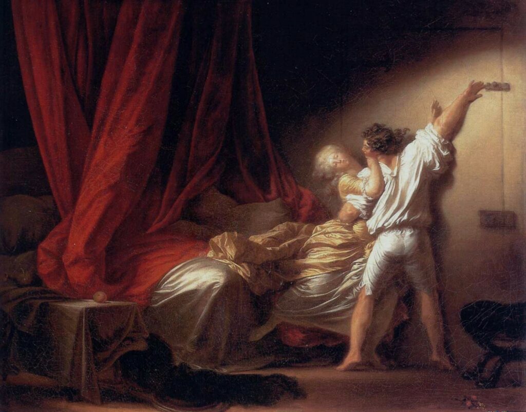 Jean-Honoré Fragonard, Le Verrou, 1777, huile sur toile, Paris, musée du Louvre