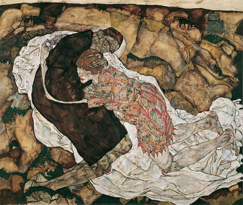 Egon Schiele, Mort et jeune fille, 1915, huile sur toile, musée du Belvédère, Vienne