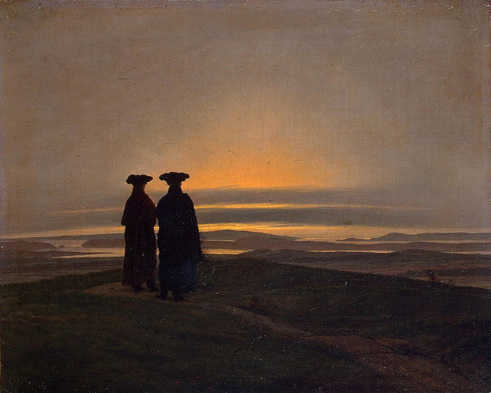 Caspar David Friedrich, Paysage du soir avec deux hommes, 1830-1835